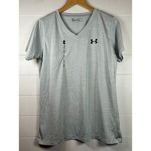 Under Armour HeatGear Gray V Neck Short Sleeve Athletic T Shirt‎ Womens NWT
